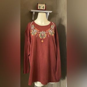 Bobbie Brooks women's size 18W/20W long sleeve blouse shirt top brown